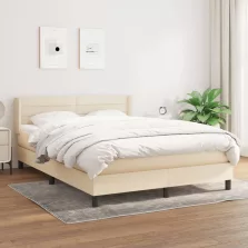   vidaXL krémszínű szövet rugós ágy matraccal 140 x 190 cm