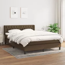   vidaXL sötétbarna szövet rugós ágy matraccal 140 x 190 cm