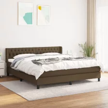   vidaXL sötétbarna szövet rugós ágy matraccal 180 x 200 cm