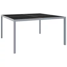   vidaXL szürke acél és üveg kerti asztal 130 x 130 x 72 cm