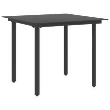   vidaXL fekete acél és üveg kerti étkezőasztal 80 x 80 x 74 cm