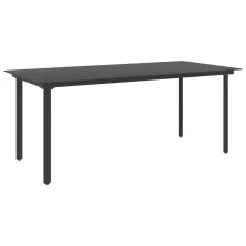   vidaXL fekete acél és üveg kerti étkezőasztal 190 x 90 x 74 cm