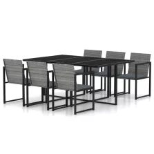   vidaXL 7 részes szürke polyrattan kültéri étkezőgarnitúra párnákkal