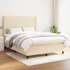   vidaXL krémszínű szövet rugós ágy matraccal 140 x 190 cm