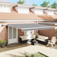   vidaXL Napernyő keret LED -es lámpákkal Fehér 500 × 350 cm Alumínium