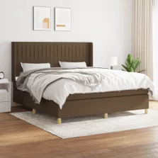   vidaXL sötétbarna szövet rugós ágy matraccal 180 x 200 cm