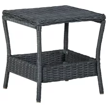   vidaXL sötétszürke polyrattan kerti asztal 45 x 45 x 46,5 cm