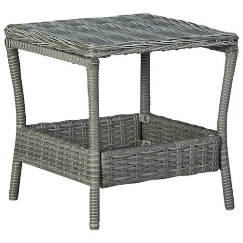 vidaXL világosszürke polyrattan kerti asztal 45 x 45 x 46,5 cm