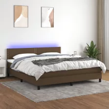  vidaXL barna szövet rugós és LED-es ágy matraccal 180 x 200 cm