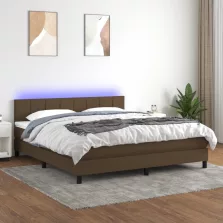   vidaXL barna szövet rugós és LED-es ágy matraccal 180 x 200 cm
