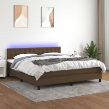  vidaXL barna szövet rugós és LED-es ágy matraccal 180 x 200 cm