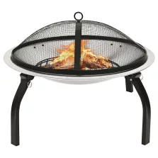   vidaXL rozsdamentes acél tűztál és grillező piszkavassal 56x56x49 cm