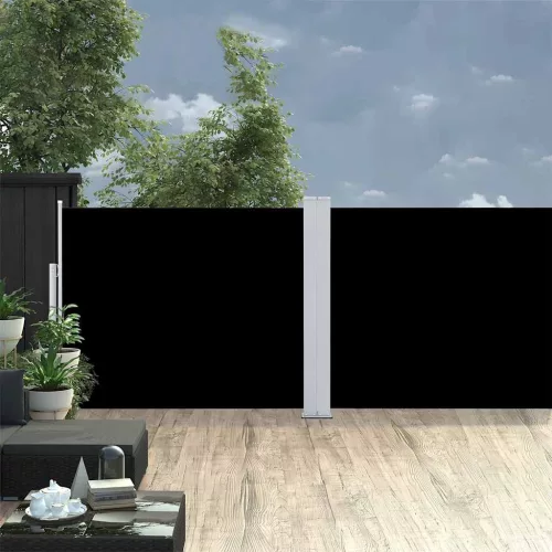 vidaXL fekete kihúzható oldalsó terasz-napellenző 140 x 1200 cm