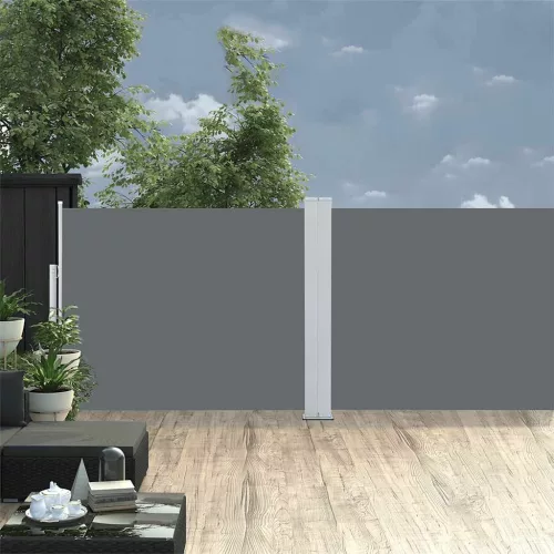 vidaXL antracitszürke kihúzható oldalsó terasz-napellenző 140 x 1200 cm