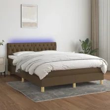   vidaXL barna szövet rugós és LED-es ágy matraccal 140x190 cm