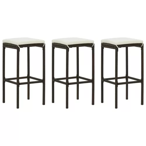 vidaXL 3 db barna polyrattan bárszék párnával