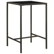   vidaXL barna polyrattan és üveg kerti bárasztal 70 x 70 x 110 cm
