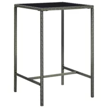   vidaXL szürke polyrattan és üveg kerti bárasztal 70 x 70 x 110 cm