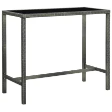   vidaXL szürke polyrattan és üveg kerti bárasztal 130 x 60 x 110 cm