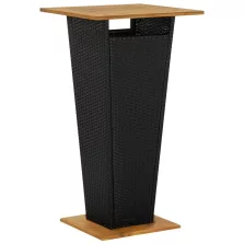   vidaXL fekete polyrattan és tömör akácfa bárasztal 60 x 60 x 110 cm