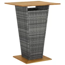   vidaXL szürke polyrattan és tömör akácfa bárasztal 80 x 80 x 110 cm