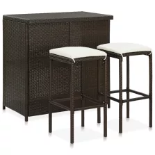 vidaXL 3 darabos barna polyrattan bárszett