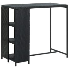   vidaXL fekete polyrattan bárasztal tárolópolccal 120 x 60 x 110 cm