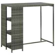   vidaXL szürke polyrattan bárasztal tárolópolccal 120 x 60 x 110 cm