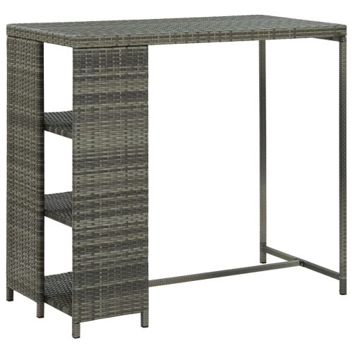 vidaXL szürke polyrattan bárasztal tárolópolccal 120 x 60 x 110 cm