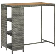   vidaXL szürke polyrattan bárasztal tárolópolccal 120 x 60 x 110 cm