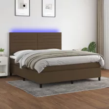   vidaXL barna szövet rugós és LED-es ágy matraccal 180 x 200 cm