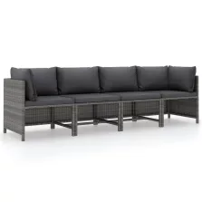   vidaXL szürke négyszemélyes polyrattan kerti kanapé párnákkal