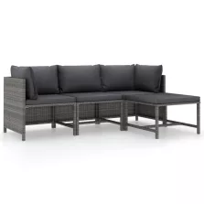   vidaXL 4 részes szürke polyrattan kerti ülőgarnitúra párnákkal
