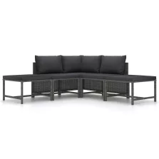   vidaXL 5 részes szürke polyrattan kerti ülőgarnitúra párnákkal
