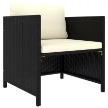 vidaXL fekete polyrattan kerti kanapé párnákkal