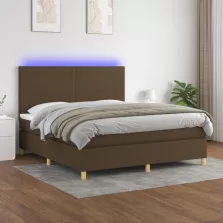   vidaXL barna szövet rugós és LED-es ágy matraccal 180 x 200 cm