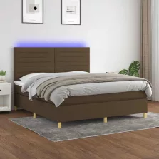   vidaXL barna szövet rugós és LED-es ágy matraccal 180 x 200 cm