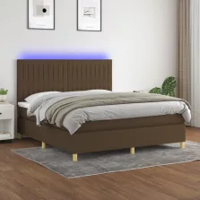   vidaXL barna szövet rugós és LED-es ágy matraccal 180 x 200 cm
