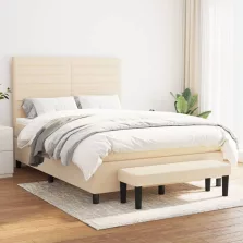   vidaXL krémszínű szövet rugós ágy matraccal 140 x 190 cm