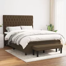   vidaXL sötétbarna szövet rugós ágy matraccal 140 x 190 cm