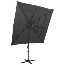   vidaXL 4 szintes antracitszürke napernyő alumíniumrúddal 250 x 250 cm