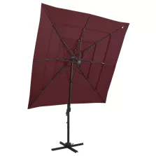   vidaXL 4 szintes bordó napernyő alumíniumrúddal 250 x 250 cm