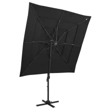   vidaXL 4 szintes fekete napernyő alumíniumrúddal 250 x 250 cm