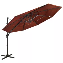   vidaXL 4 szintes terrakotta napernyő alumíniumrúddal 3 x 3 m