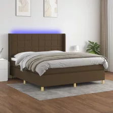   vidaXL barna szövet rugós és LED-es ágy matraccal 180 x 200 cm
