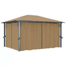   vidaXL tópszínű alumíniumpavilon függönnyel 400 x 300 cm