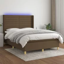   vidaXL barna szövet rugós és LED-es ágy matraccal 140x190 cm