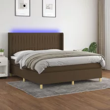   vidaXL barna szövet rugós és LED-es ágy matraccal 180 x 200 cm
