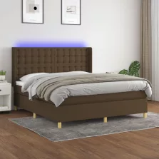   vidaXL barna szövet rugós és LED-es ágy matraccal 180 x 200 cm
