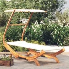   vidaXL kültéri krém baldachinos hajlított fa nyugágy 100x190x134 cm